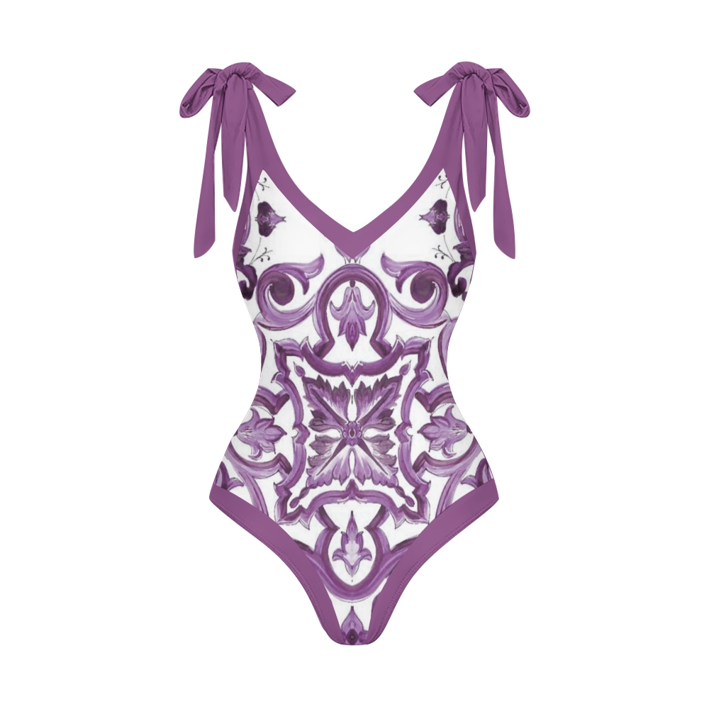 Women's Baroque Print One Piece Swimsuit with Matching Sarong Skirt