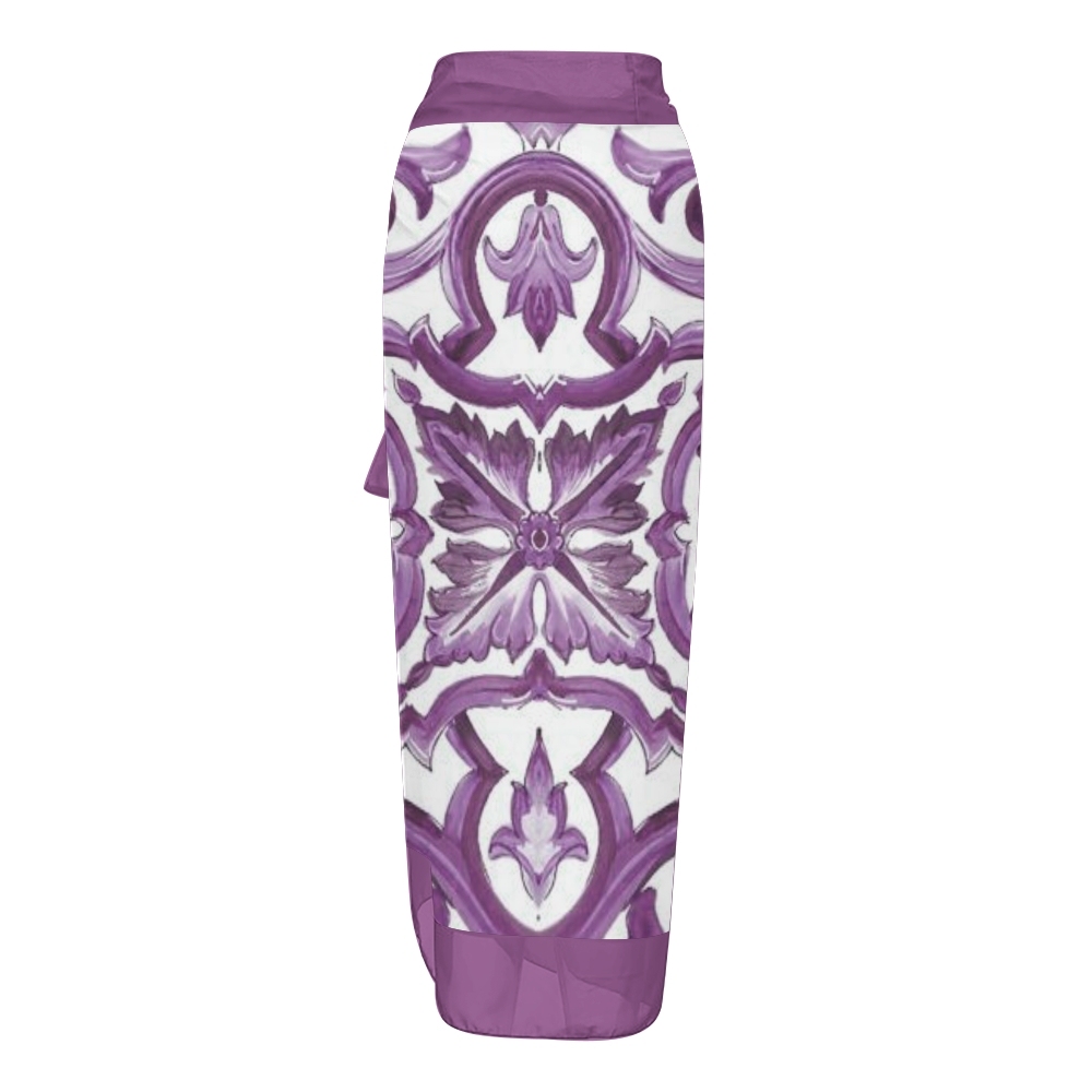 Women's Baroque Print One Piece Swimsuit with Matching Sarong Skirt