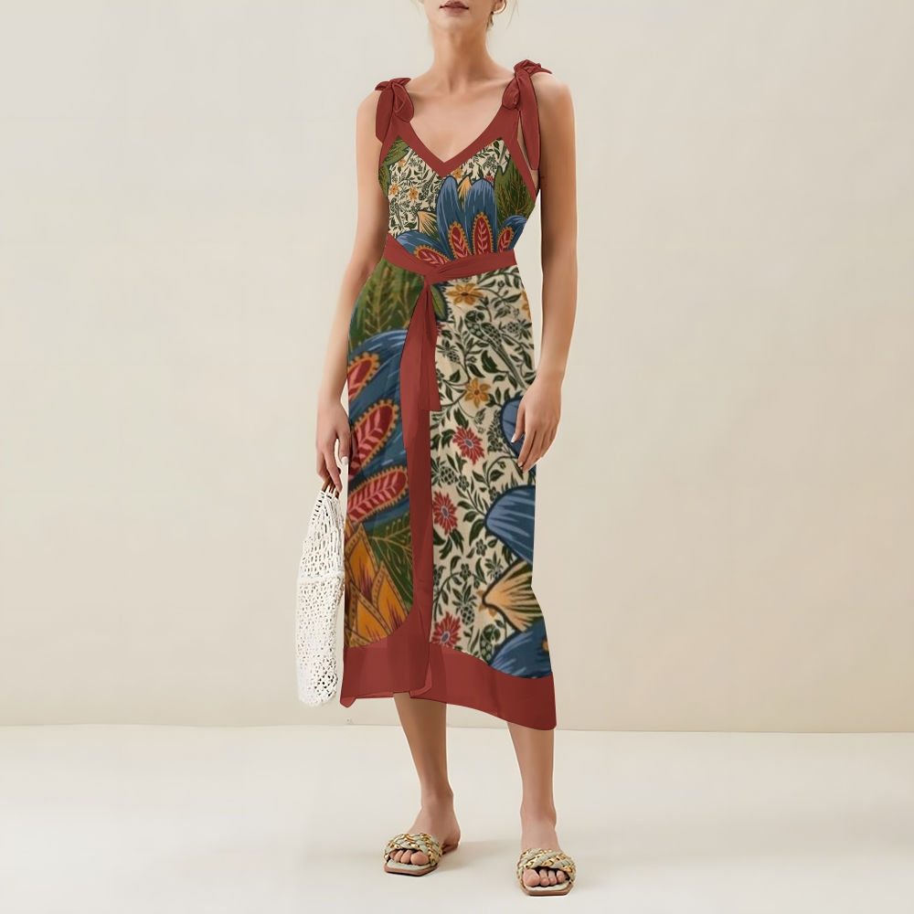 Women's Floral Print One Piece Swimsuit with Matching Sarong Skirt