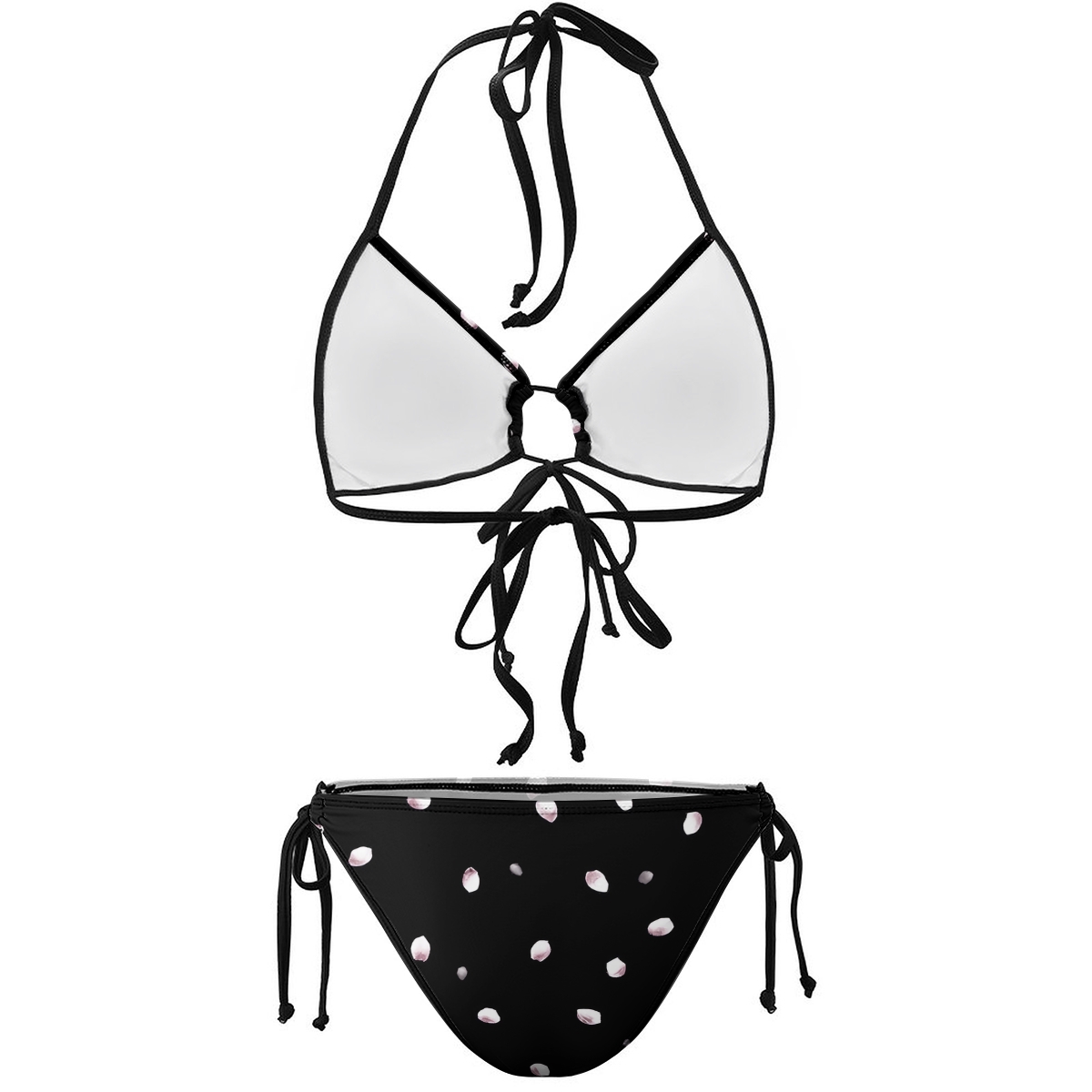 Sexy Black and White Polka Dot Bikini for Women Halter Top with Tie Side Bottom