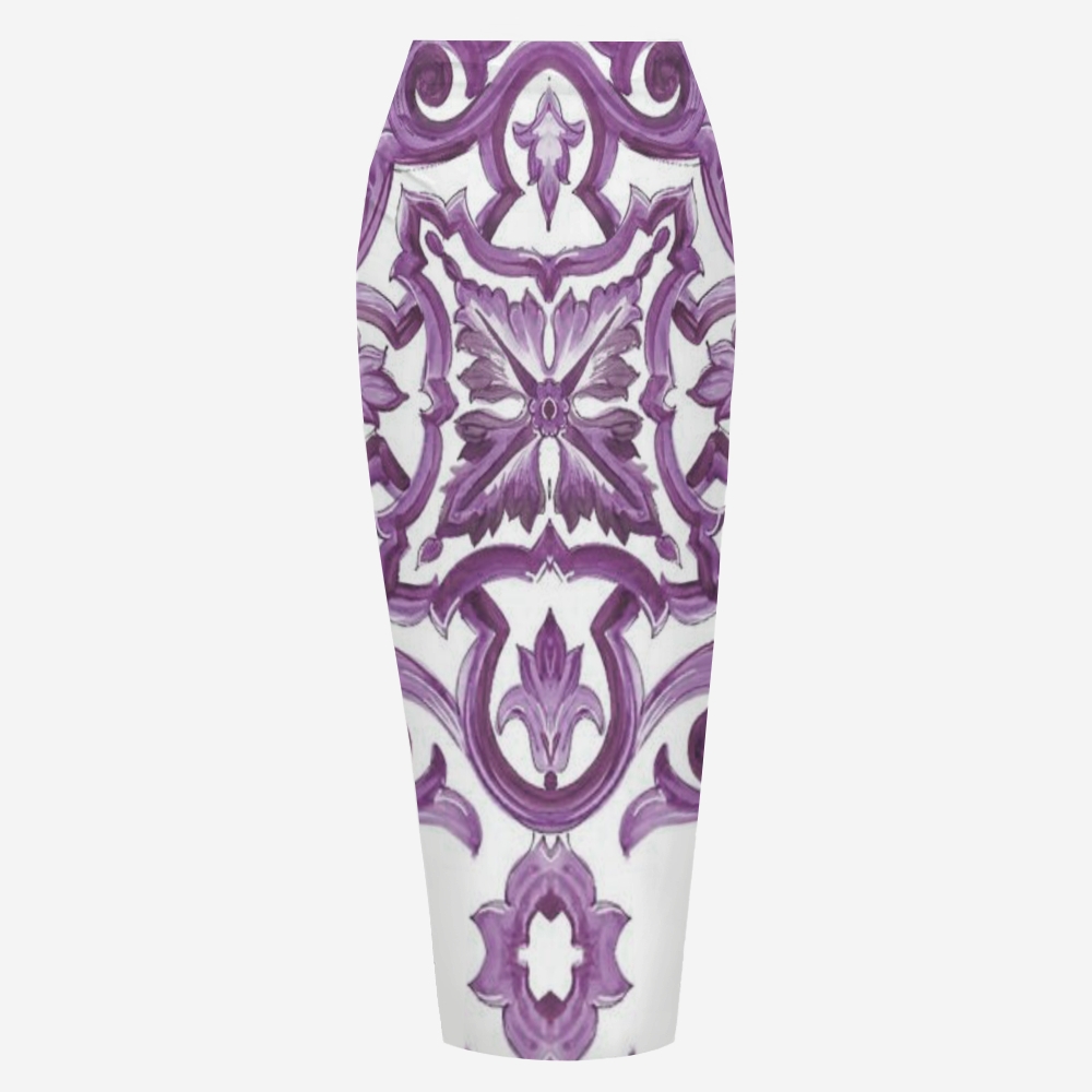 Elegant Baroque Pattern Bikini Set with Front Tie Top and Coordinated Sarong Skirt