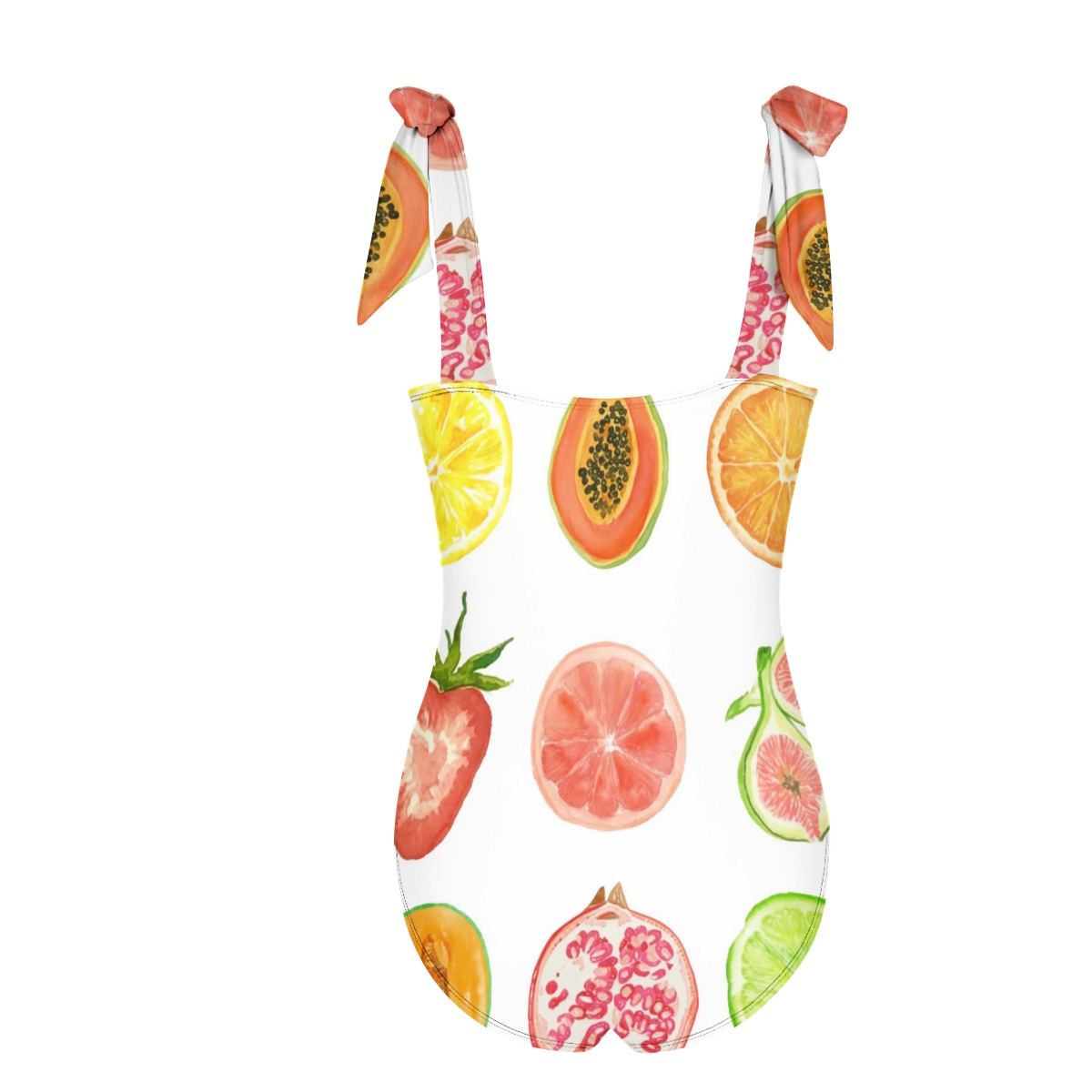 Women’s Fruit Print One Piece Swimsuit and Wrap Skirt Set for Beachwear