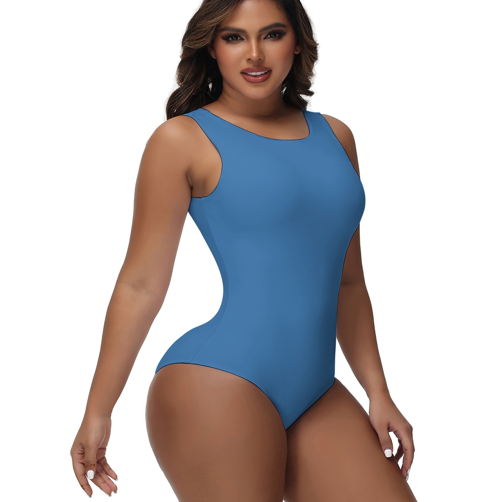 Sleek Solid color Minimalist Style High-Neck Sleeveless One-Piece Swimsuit
