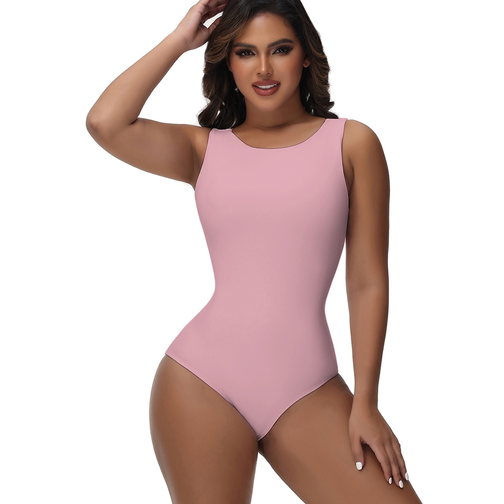 Sleek Solid color Minimalist Style High-Neck Sleeveless One-Piece Swimsuit