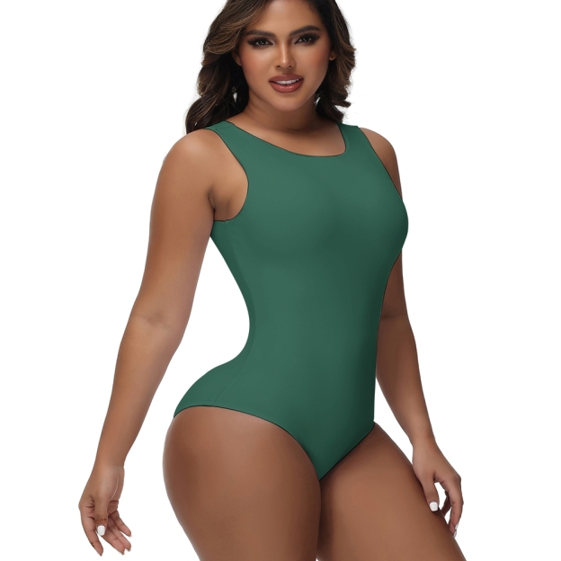 Sleek Solid color Minimalist Style High-Neck Sleeveless One-Piece Swimsuit