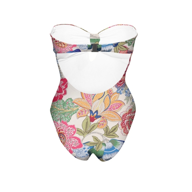 Strapless Floral Swimwear with Sweetheart Knot and Keyhole Detail