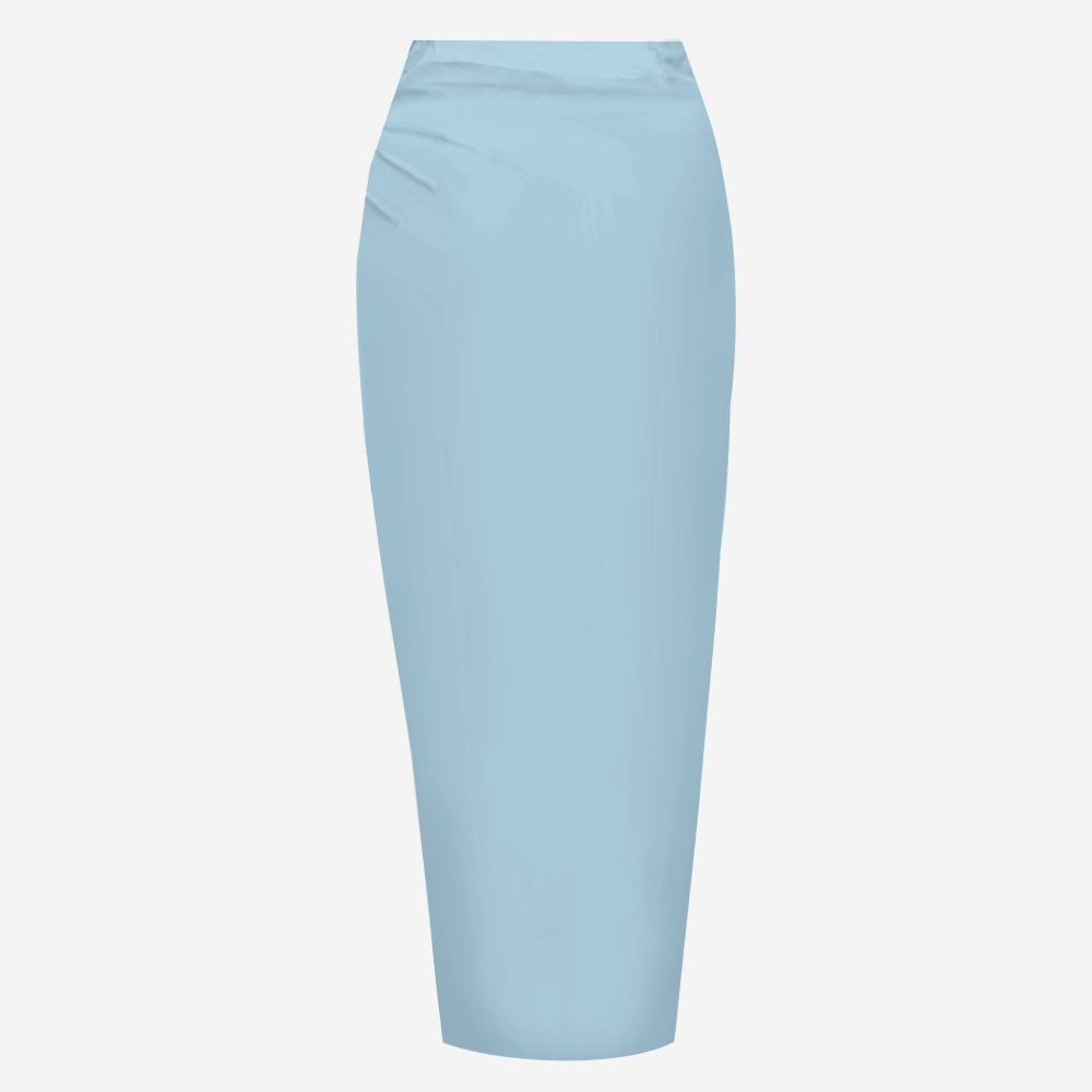 Women's High Waist Sarong Skirt with Front Knot and Asymmetrical Hem