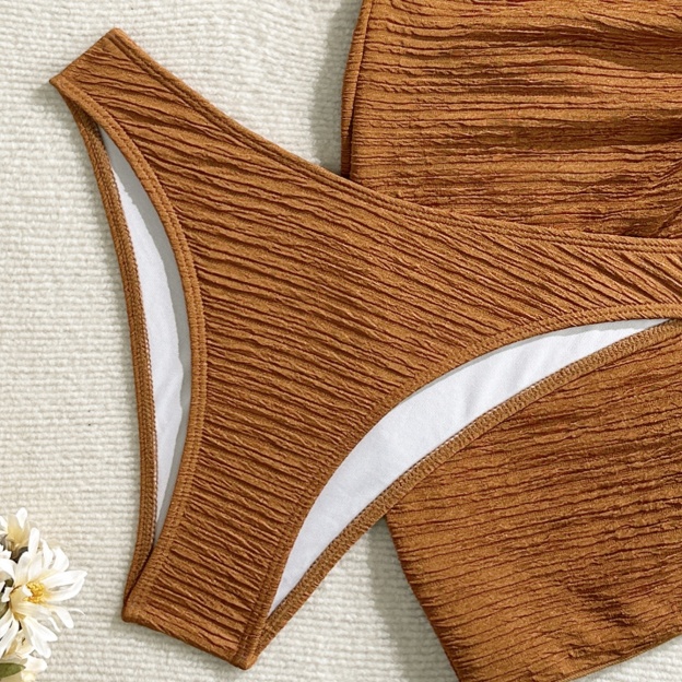 Three-piece Bikini Set with Starfish Accent and Wrap Skirt