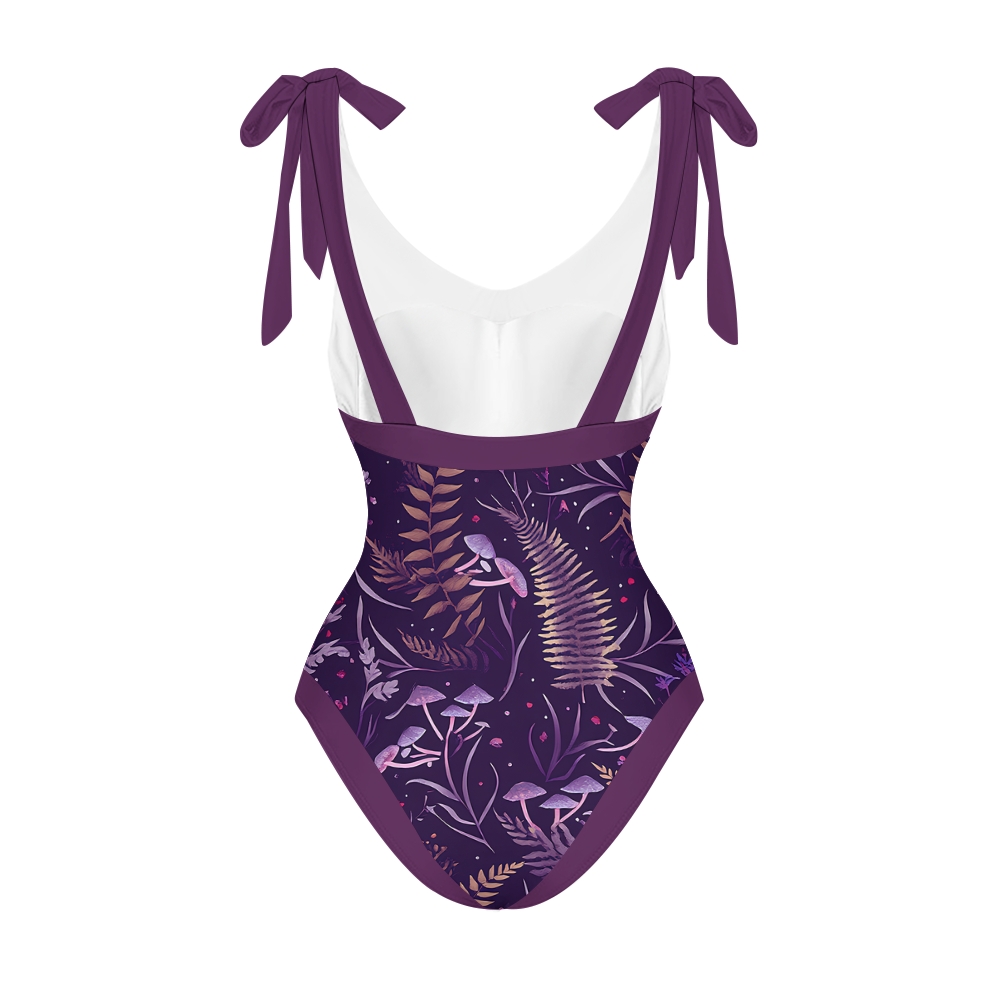 Nature-Inspired One-Piece Swimsuit with Coordinated Long Wrap Skirt