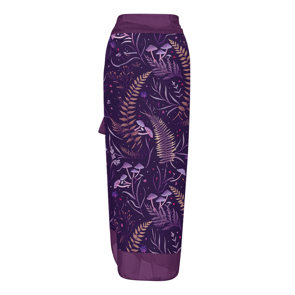 Nature-Inspired One-Piece Swimsuit with Coordinated Long Wrap Skirt