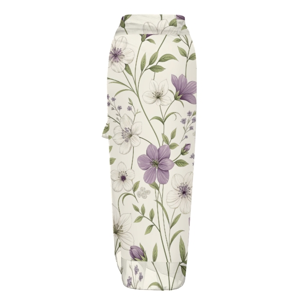 Women Floral Print One Piece Swimsuit with Matching Wrap Skirt Elegant Beachwear Set