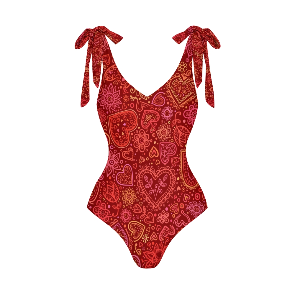 Women's One Piece Swimsuit with Matching Wrap Skirt Boho Floral Print Beachwear Set