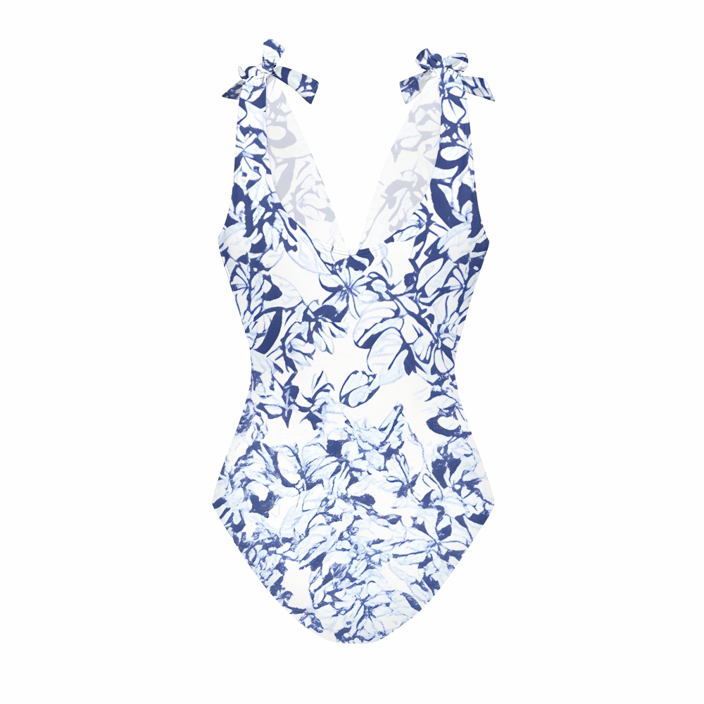 Botanical Print One Piece Swimsuit and Coordinated Maxi Skirt