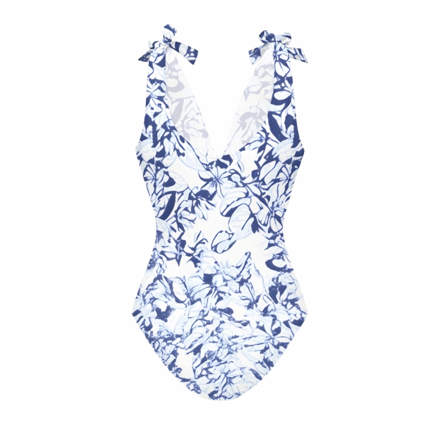 Botanical Print One Piece Swimsuit and Coordinated Maxi Skirt