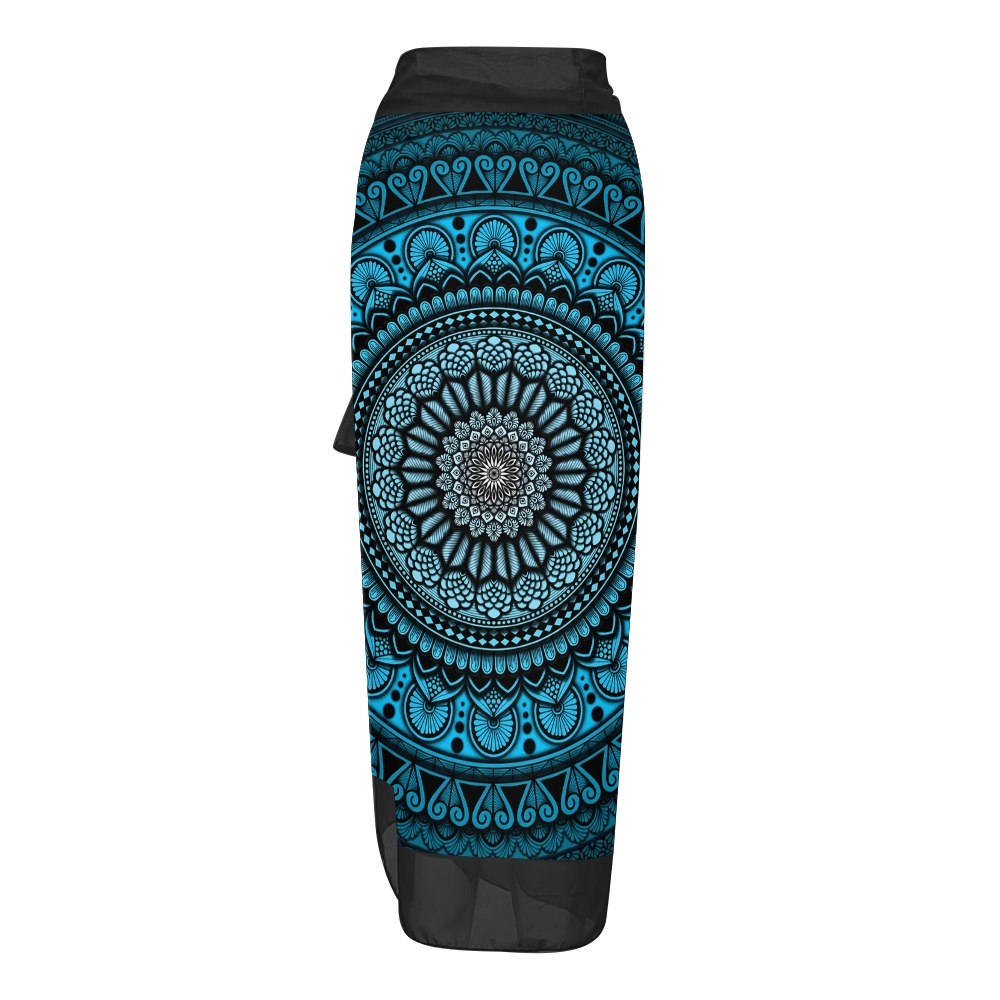 Bohemian Mandala One-Piece Swimsuit with Matching Sarong Skirt