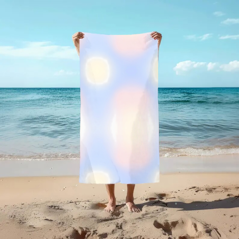 Pastel Gradient Beach Towel with Soft Bokeh Dot Print