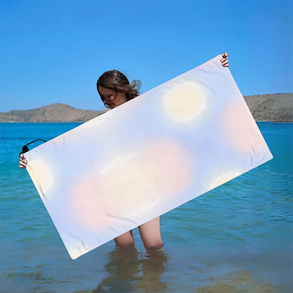 Pastel Gradient Beach Towel with Soft Bokeh Dot Print