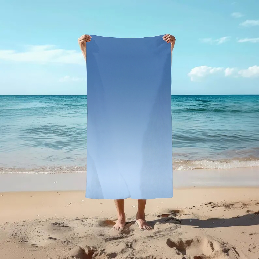 Gradient Blue Beach Towel with Ombre Color Transition