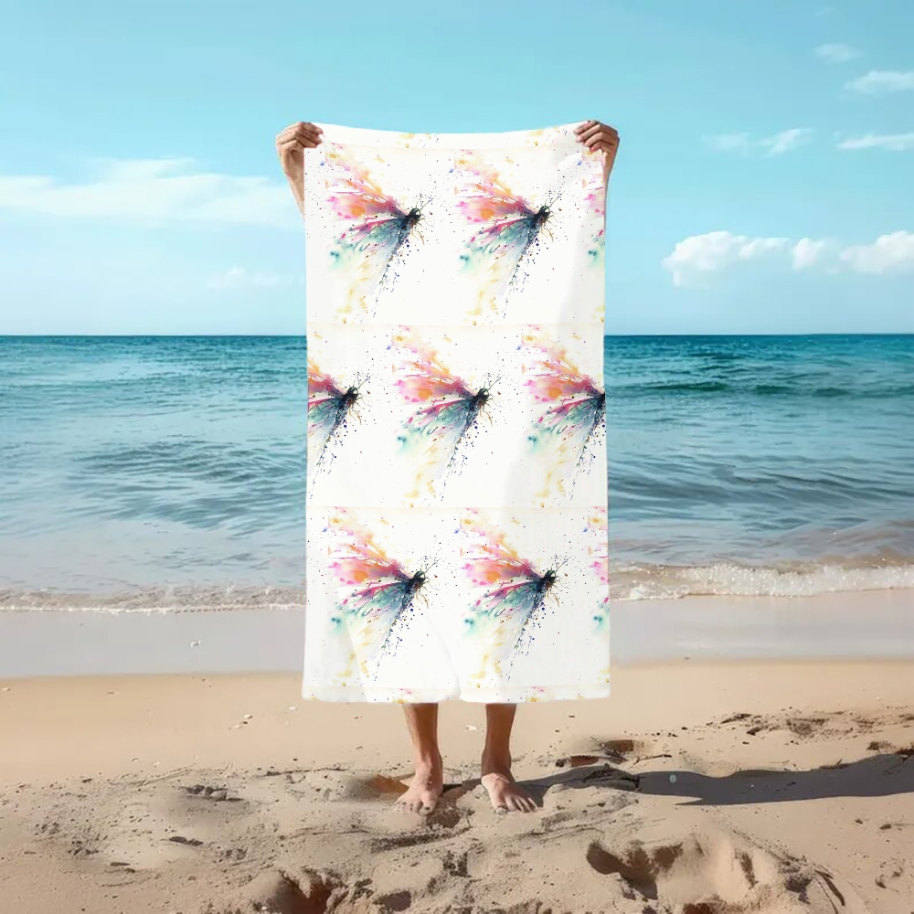 Butterfly-Inspired Splash Print Beach Towel with Artistic Ink Effect