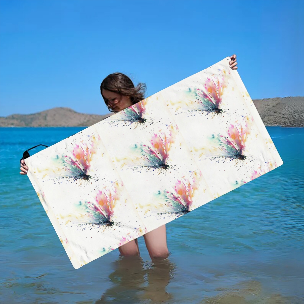 Butterfly-Inspired Splash Print Beach Towel with Artistic Ink Effect