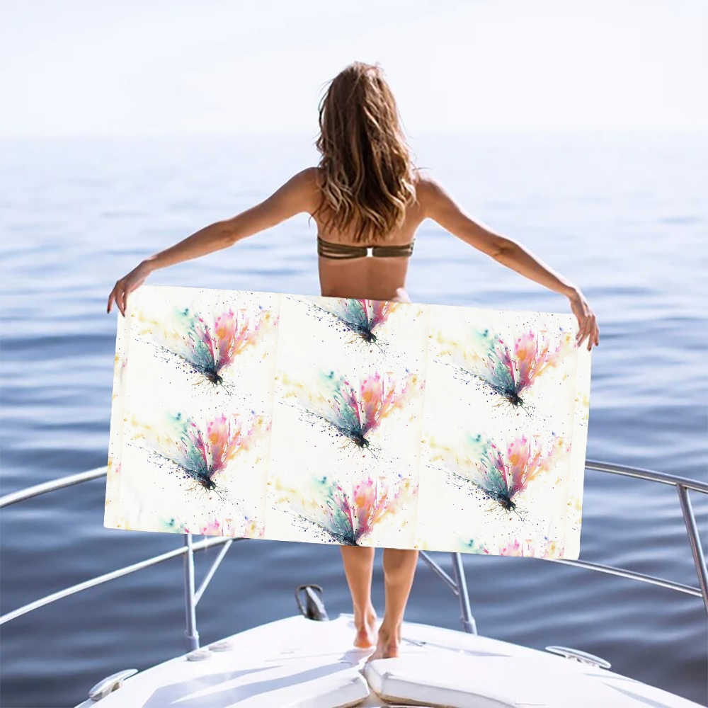 Butterfly-Inspired Splash Print Beach Towel with Artistic Ink Effect