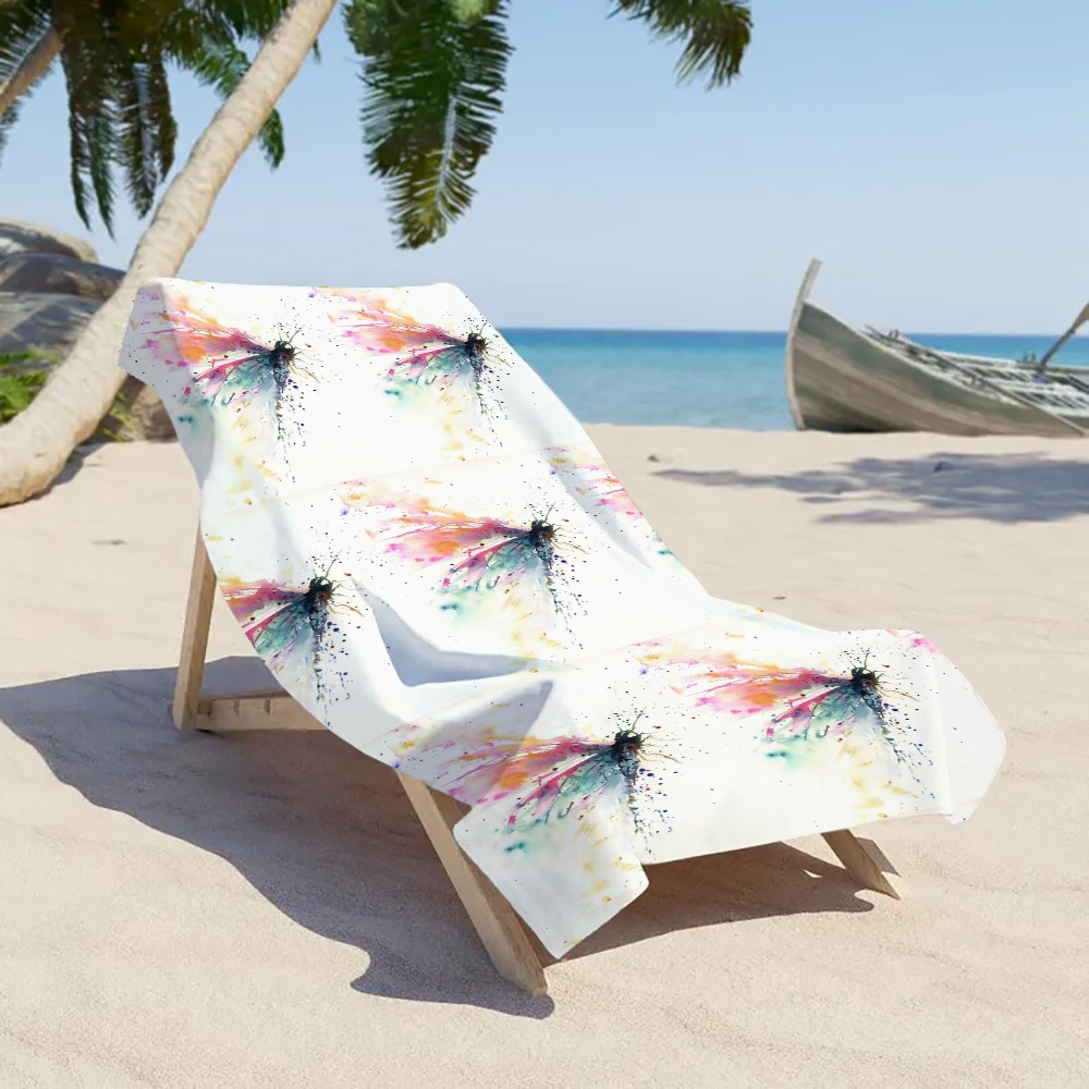 Butterfly-Inspired Splash Print Beach Towel with Artistic Ink Effect