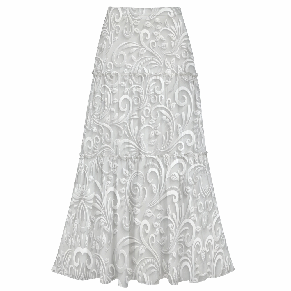 Vintage Baroque One-Shoulder Cut-Out One-Piece Swimsuit with Tiered Maxi Skirt