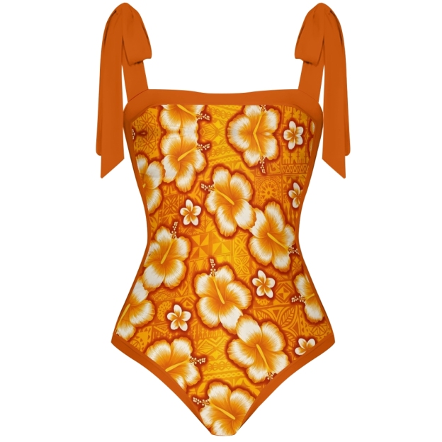 Women's Hibiscus Traditional Tattoo One-Piece Swimsuit