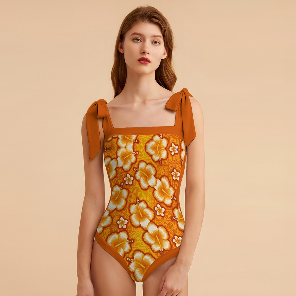 Women's Hibiscus Traditional Tattoo One-Piece Swimsuit