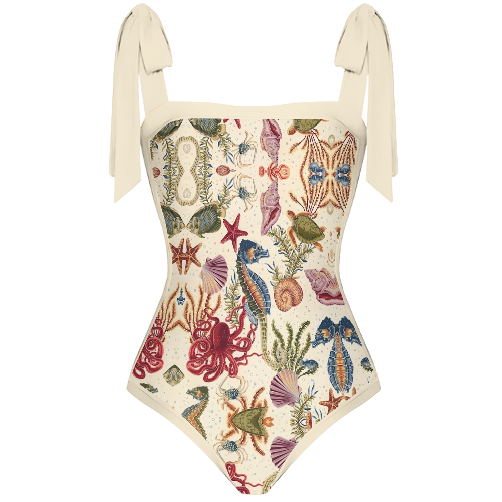 Women's Marine Life Pattern One-Piece Swimsuit