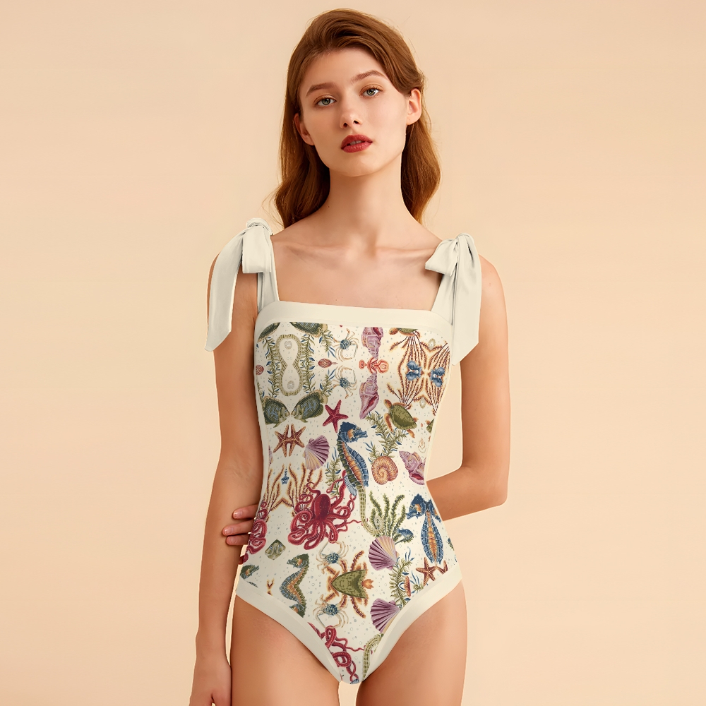 Women's Marine Life Pattern One-Piece Swimsuit
