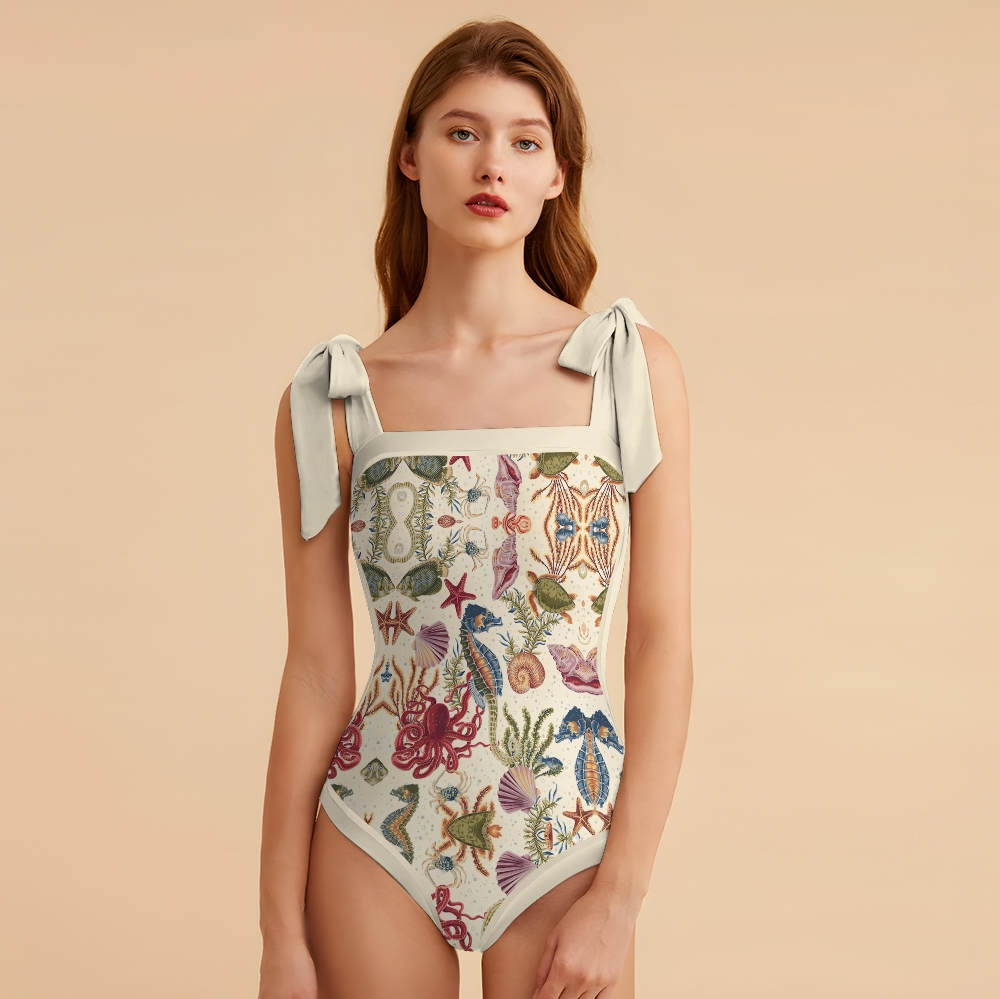 Women's Marine Life Pattern One-Piece Swimsuit