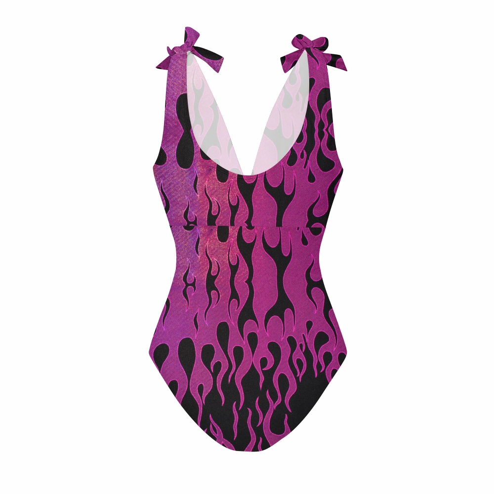 Women's Hologram Flame One-Piece Swimsuit and Matching Maxi Skirt