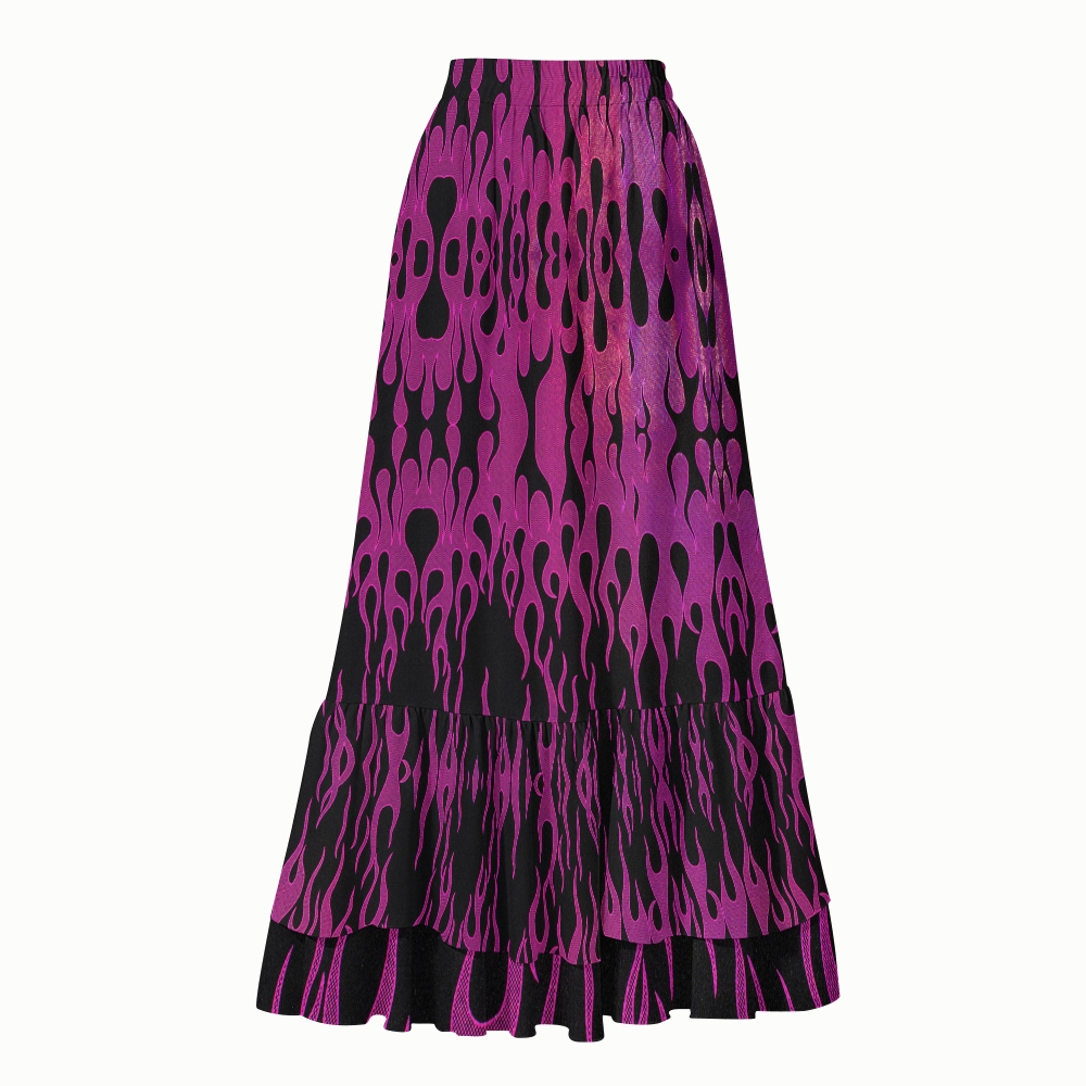 Women's Hologram Flame One-Piece Swimsuit and Matching Maxi Skirt