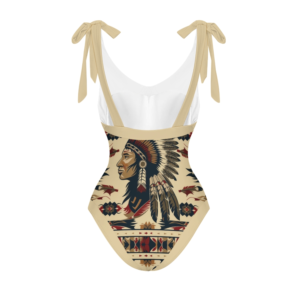 Women's Vintage Native American Pattern One-Piece Swimsuit and Matching Maxi Skirt