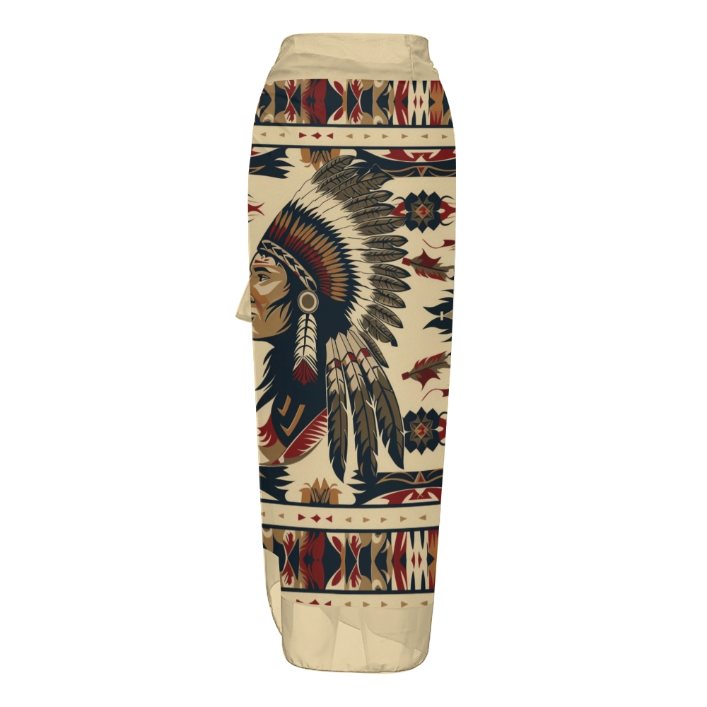 Women's Vintage Native American Pattern One-Piece Swimsuit and Matching Maxi Skirt