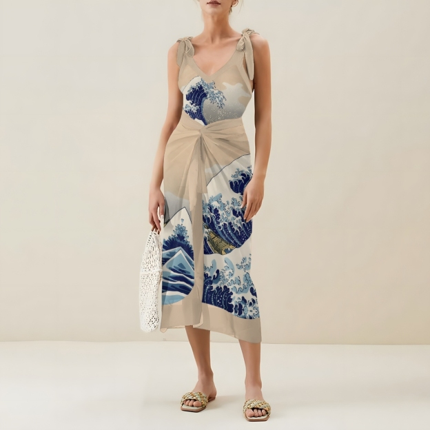 Women's The Great Wave off Kanagawa One-Piece Swimsuit and Matching Maxi Skirt