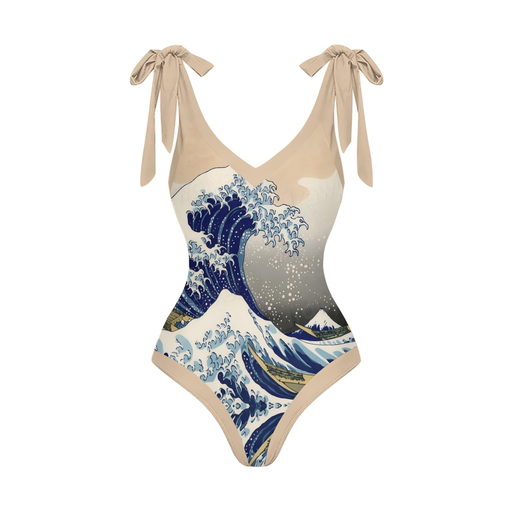 Women's The Great Wave off Kanagawa One-Piece Swimsuit and Matching Maxi Skirt