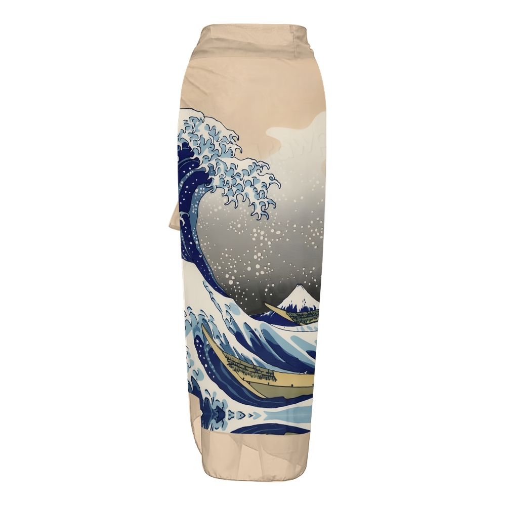 Women's The Great Wave off Kanagawa One-Piece Swimsuit and Matching Maxi Skirt