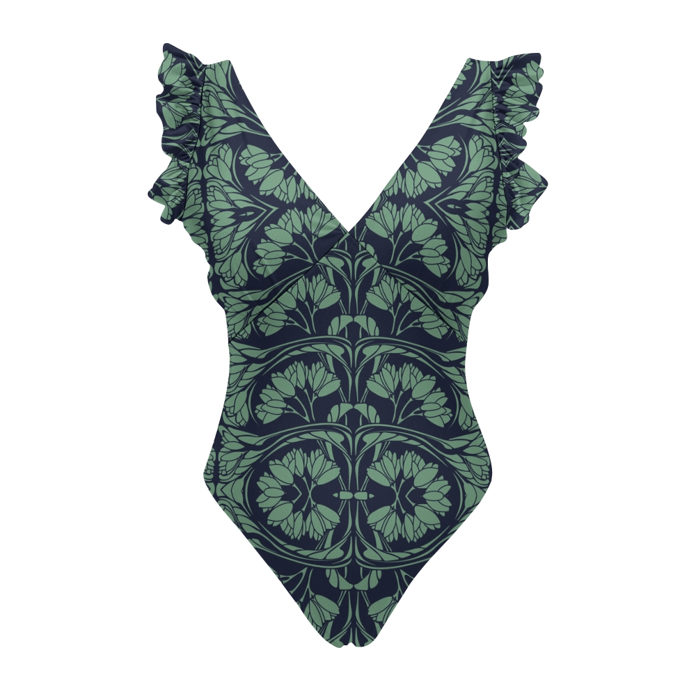 Women's Symmetrical Floral Print One-Piece Swimsuit