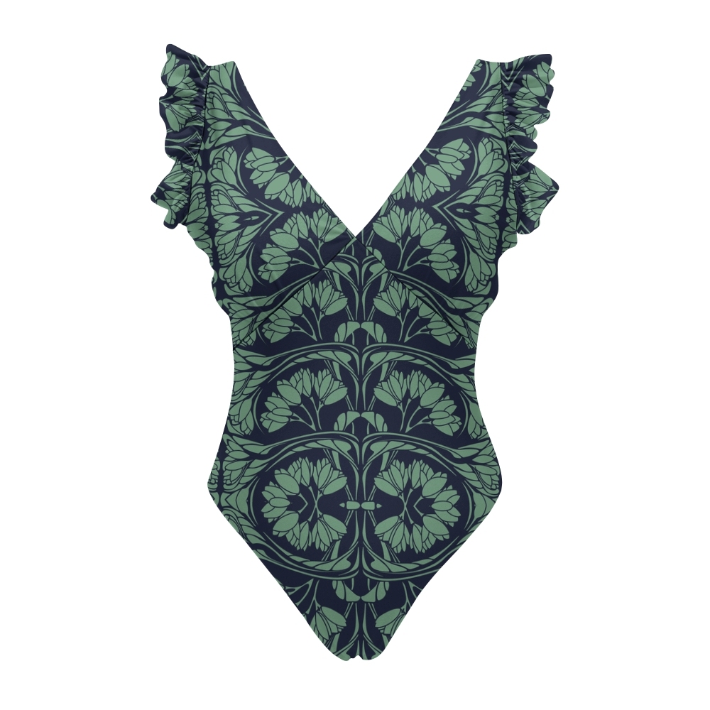 Women's Symmetrical Floral Print One-Piece Swimsuit
