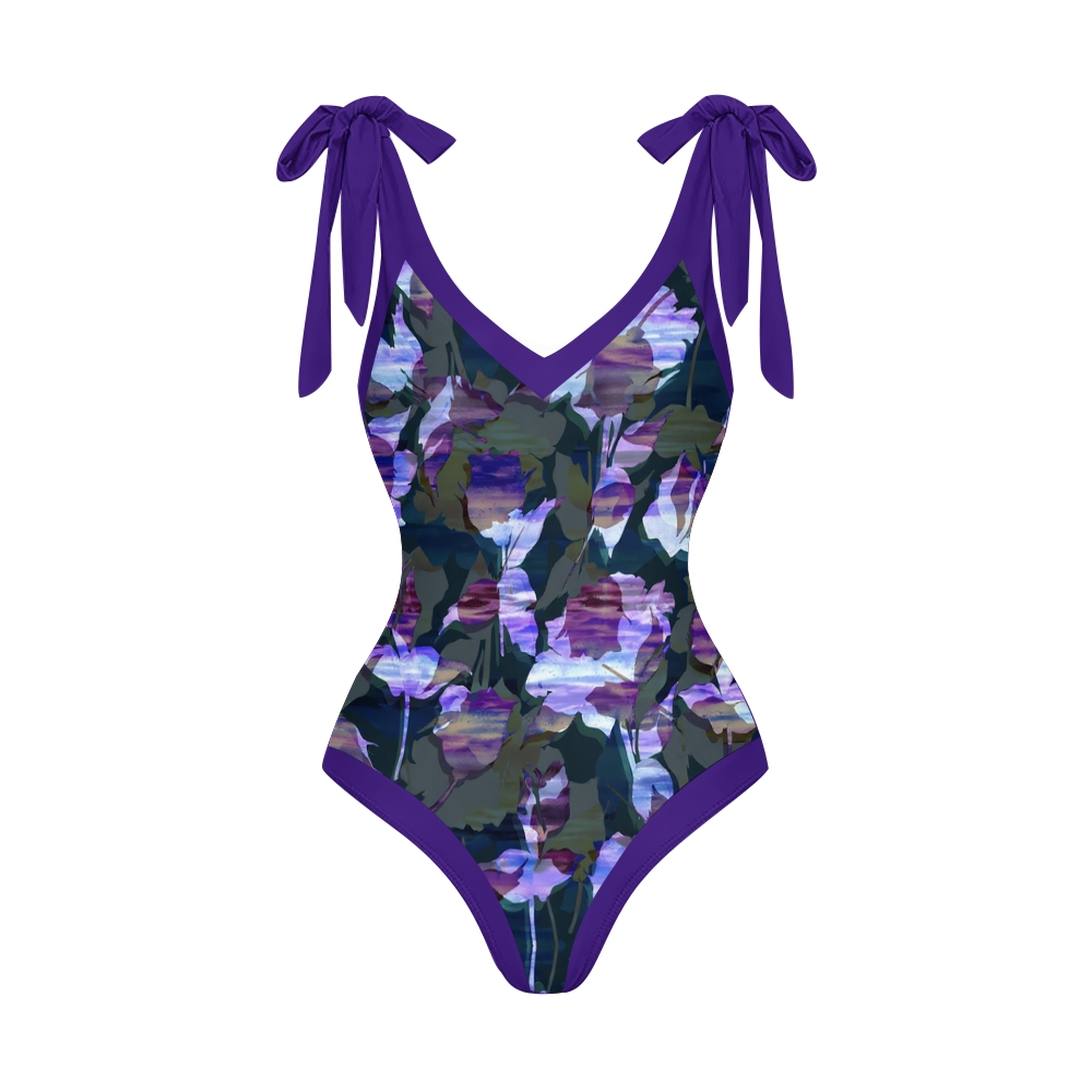 Women's Midnight Roses Print One-Piece Swimsuit with Skirt