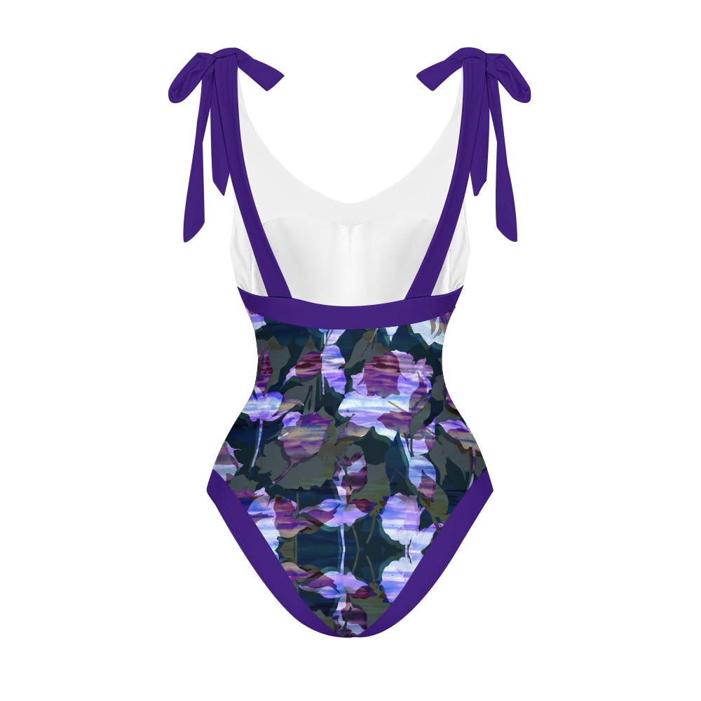 Women's Midnight Roses Print One-Piece Swimsuit with Skirt