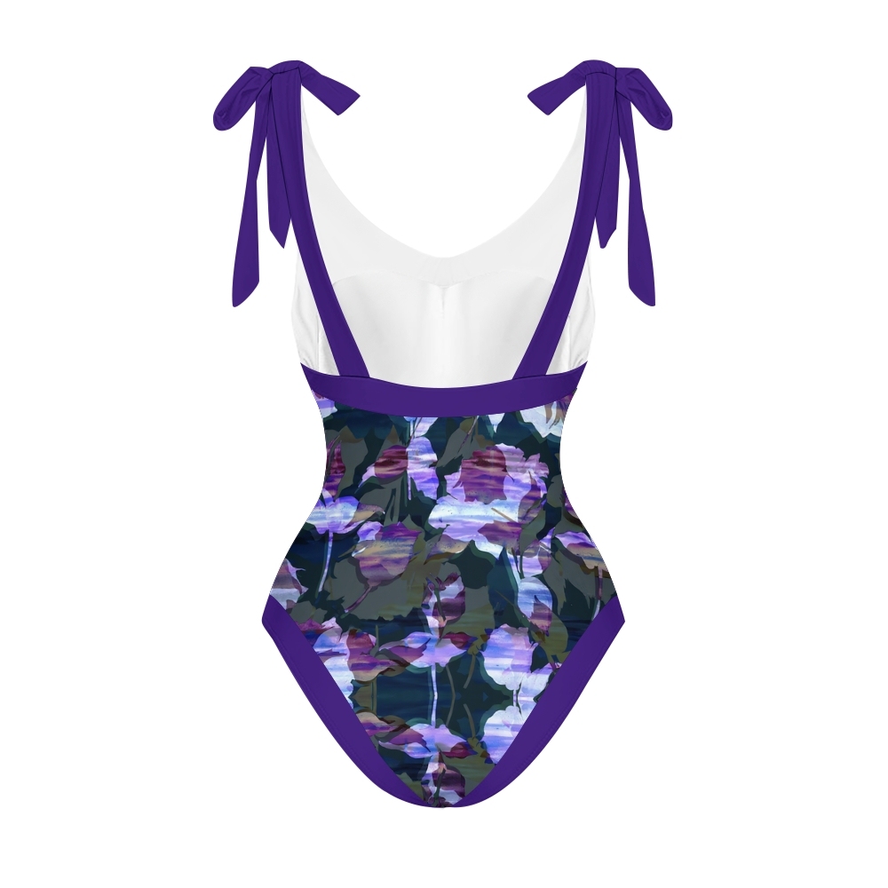 Women's Midnight Roses Print One-Piece Swimsuit with Skirt