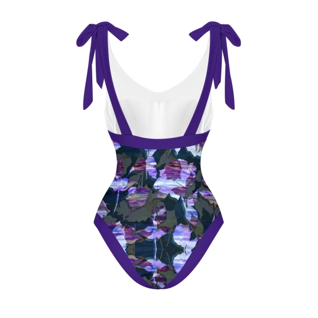 Women's Midnight Roses Print One-Piece Swimsuit with Skirt