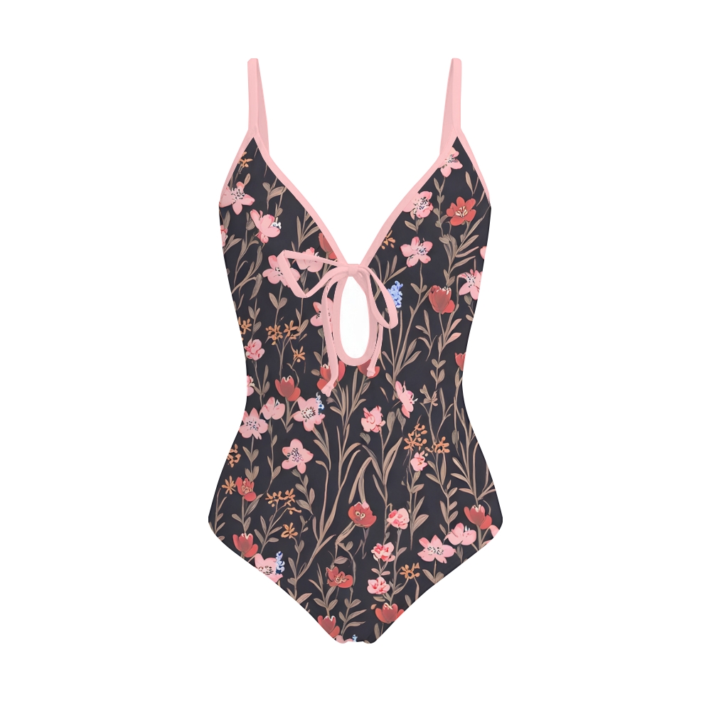 Women's Floral Print One-Piece Swimsuit with Skirt