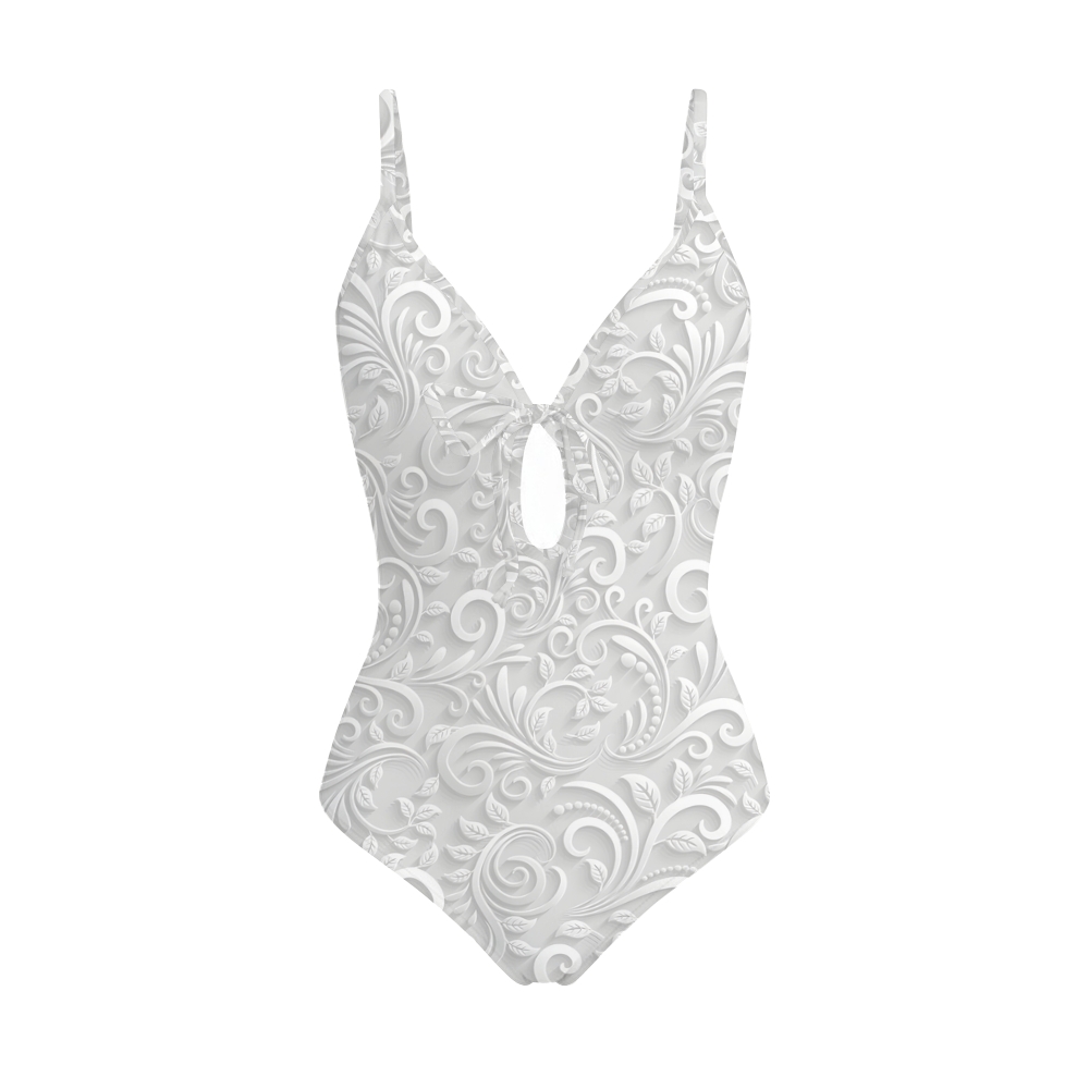 Women's Vintage Baroque Print One-Piece Swimsuit with Skirt