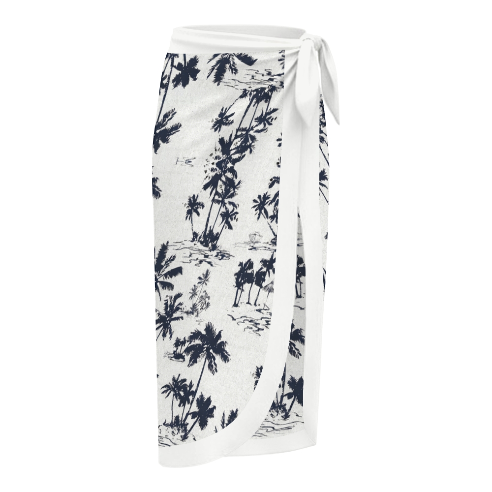 Women's Tropical Beach and Boats One-Piece Swimsuit with Skirt
