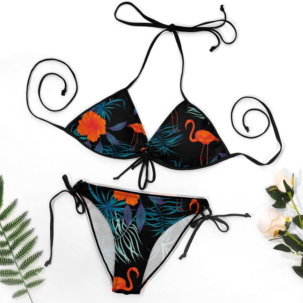 Women's Flamingos Pattern Two-Piece Bikini Swimsuit