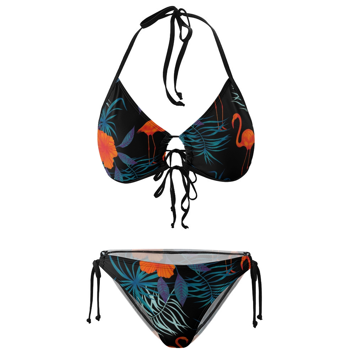 Women's Flamingos Pattern Two-Piece Bikini Swimsuit